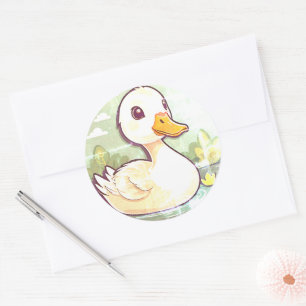 Verblasste Vintage Süße Ente Runder Aufkleber