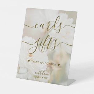 Verblasste weiße Rosen Elegante Karten und Geschen Sockelschild