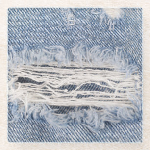 Verblasste zerrissene Jeans-Textur Glasuntersetzer