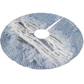 Verblasste zerrissene Jeans-Textur Polyester Weihnachtsbaumdecke (Schrägansicht)