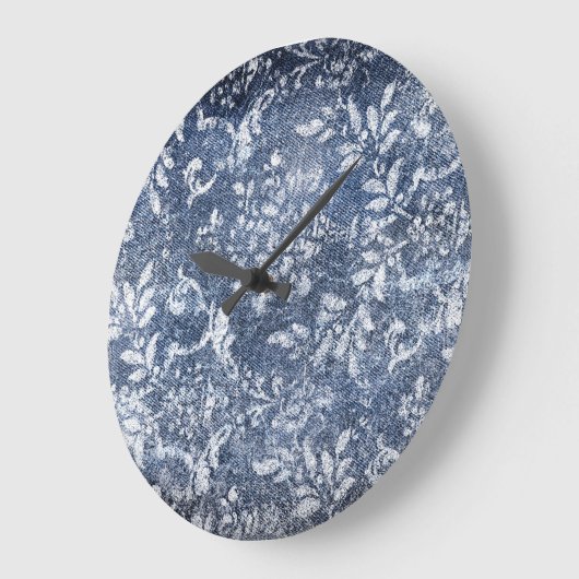 Verblasster Blumenbeweis: Grungy texturierter Hint Große Wanduhr (Winkel)