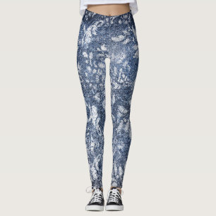 Verblasster Blumenbeweis: Grungy texturierter Hint Leggings
