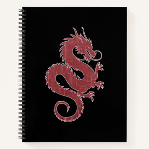 Verblasster Drache auf Schwarz Notizblock