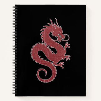 Verblasster Drache auf Schwarz Notizblock