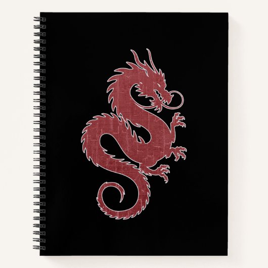 Verblasster Drache auf Schwarz Notizblock (Vorderseite)