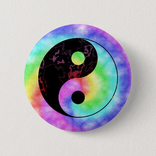 Verblaßter Regenbogen Yin Yang Knopf Button (Vorderseite)