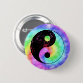 Verblaßter Regenbogen Yin Yang Knopf Button (Vorne & Hinten)