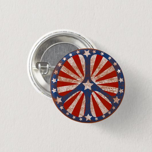Verblaßtes amerikanisches Friedenszeichen Button (Vorne & Hinten)
