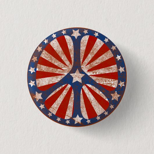 Verblaßtes amerikanisches Friedenszeichen Button (Vorderseite)