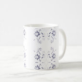 Verblasstes Blau-Weiß-Blumenmuster Kaffeetasse (VorderseiteRechts)