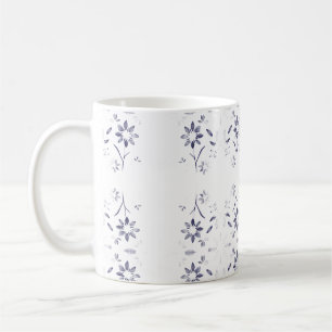Verblasstes Blau-Weiß-Blumenmuster Kaffeetasse