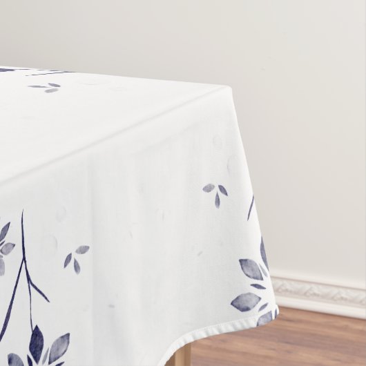 Verblasstes blau-weißes Blumenmuster Tischdecke (Beispiel)