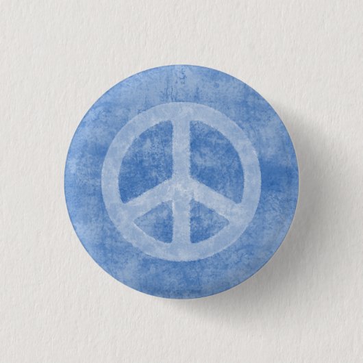 Verblaßtes blaues Friedenszeichen Button (Vorderseite)