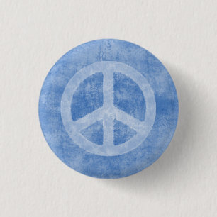Verblaßtes blaues Friedenszeichen Button