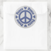 Verblasstes Blue Peace-Zeichen mit dem Hearts-Aufk Runder Aufkleber (Tasche)