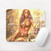 Verblasstes Mädchen + ihr Leopard auf einer Mauspa Mousepad (Mit Mouse)
