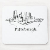 Verblaßtes Pittsburgh-Stadt-Skyline-Logo Mousepad (Vorne)