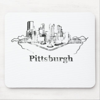 Verblaßtes Pittsburgh-Stadt-Skyline-Logo Mousepad