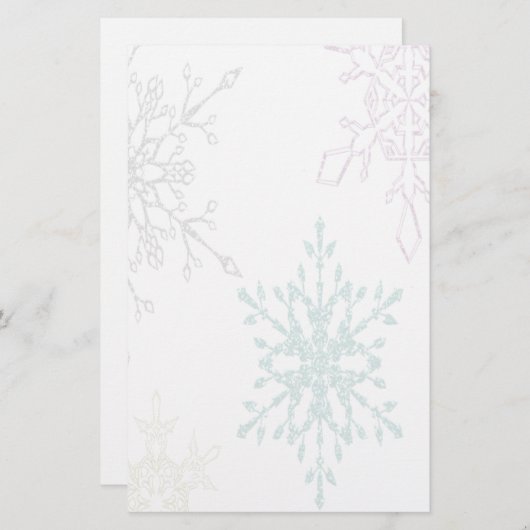 Verblaßtes Schneeflocke-Winterurlaub-Briefpapier Briefpapier (Vorne/Hinten)