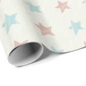 verblasstes Sternmuster Rot Blau Geschenkpapier (Rolleneckpunkt)
