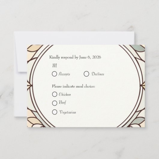 Verbleibender Glas-Antwortkarte mit Essenswahl RSVP Karte (Vorderseite)