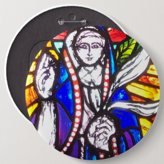 Verbleibendes Glasdesign mit religiöser Abbildung. Button (Vorne & Hinten)