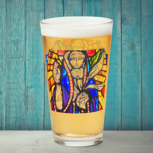 Verbleibendes Glasdesign mit religiöser Abbildung. Glas