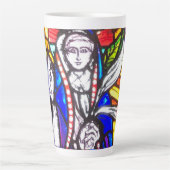 Verbleibendes Glasdesign mit religiöser Abbildung. Milchtasse (Vorderseite)