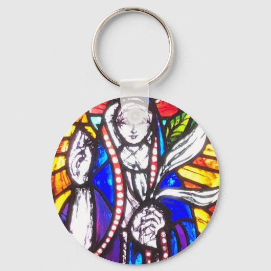 Verbleibendes Glasdesign mit religiöser Abbildung. Schlüsselanhänger (Vorderseite)