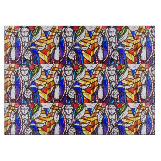 Verbleibendes Glasdesign mit religiöser Abbildung. Schneidebrett (Vorderseite)