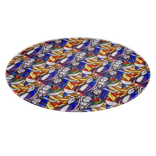 Verbleibendes Glasdesign mit religiöser Abbildung. Schneidebrett (Ecke)