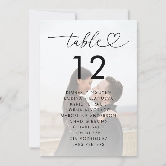 Verblendetabelle mit Kartennamen für 12x18-Hochzei Einladung (Vorderseite)