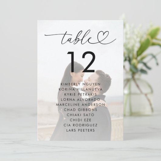 Verblendetabelle mit Kartennamen für 12x18-Hochzei Einladung (Stehend Vorderseite)