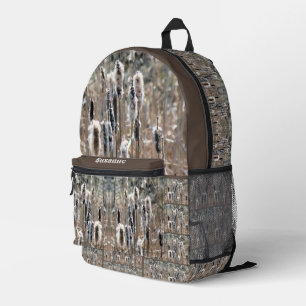 Verblendete Fluffy Cattails Natur Personalisiert Bedruckter Rucksack