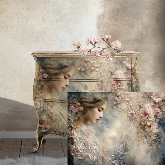 Verblendete Flüster Romantisches Portrait Vintag Seidenpapier