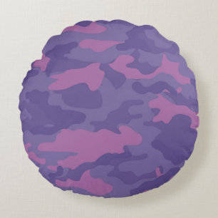Verblendete Lila Camouflage Rundes Kissen