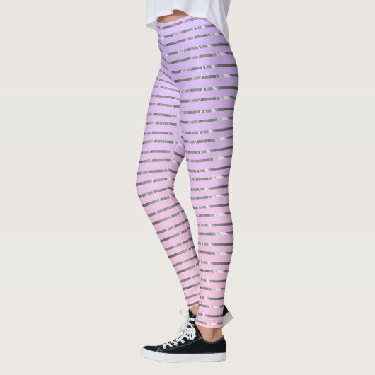 Verblendete lila und rosa Silberstreifen Leggings (Links)