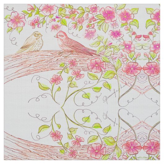 Verblendete rosa Finken Stoff (Muster)