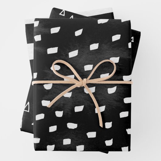 Verblendete Schwarz-weiße Doodle-Form Geschenkpapier Set (Beispiel)