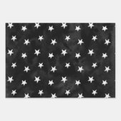 Verblendete Schwarz-weiße Doodle-Sterne Geschenkpapier Set (Vorderseite 3)