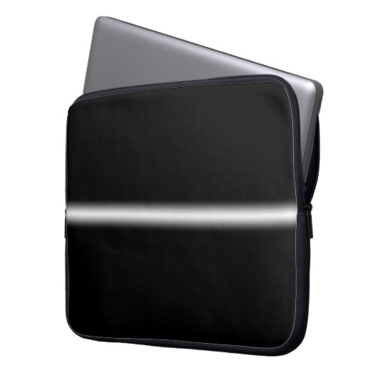 Verblendeter weißer Streifen auf schwarz Laptopschutzhülle (Vorderseite Links)