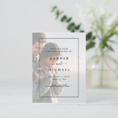 Verblendetes Foto Elegante Hochzeit Save the Date Postkarte (Stehend Vorderseite)