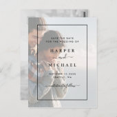 Verblendetes Foto Elegante Hochzeit Save the Date Postkarte (Vorne/Hinten)