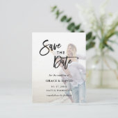 Verblendetes Foto Hochzeit speichern Sie das Datum Postkarte (Stehend Vorderseite)