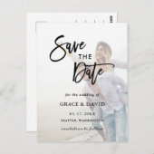 Verblendetes Foto Hochzeit speichern Sie das Datum Postkarte (Vorne/Hinten)