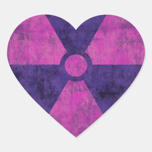 Verblendetes rotes Strahlungssymbol Herz-Aufkleber (Vorderseite)