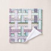 Verblendetes 'Schach' im Stoff- oder Leinwand-Look Badhandtuch Set (Waschlappen)