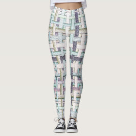 Verblendetes 'Schach' im Stoff- oder Leinwand-Look Leggings