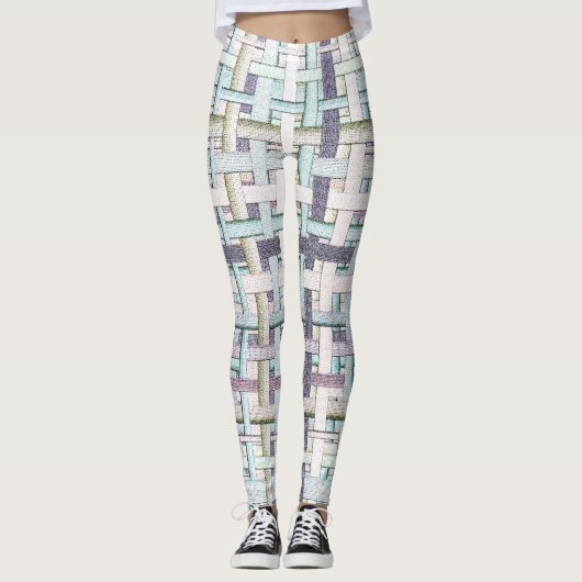 Verblendetes 'Schach' im Stoff- oder Leinwand-Look Leggings (Vorderseite)