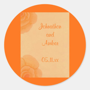 Verblichene orangefarbene Rose, Hochzeit Speichern Runder Aufkleber